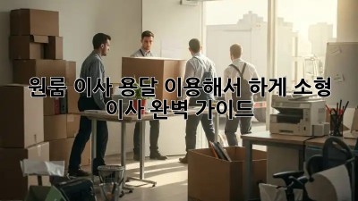 원룸 이사, 용달 이용해서 轻松하게! 소형 이사 완벽 가이드